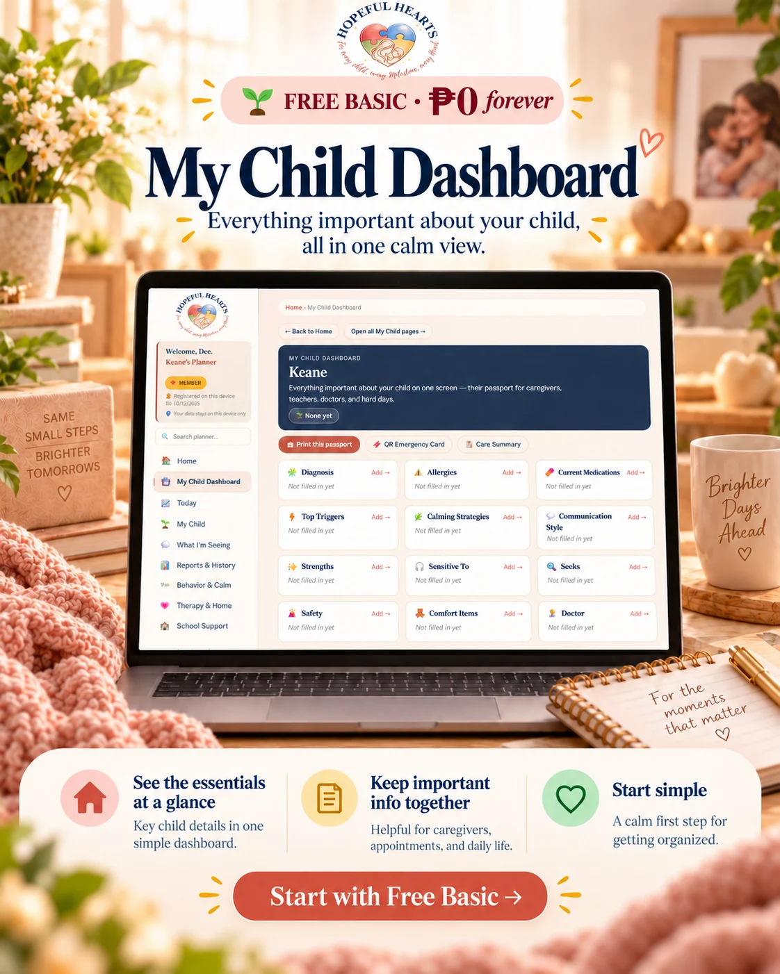 My Child Dashboard — Free Basic planner preview