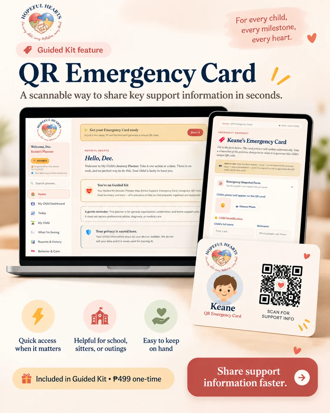 QR Emergency Card — Guided Kit planner preview