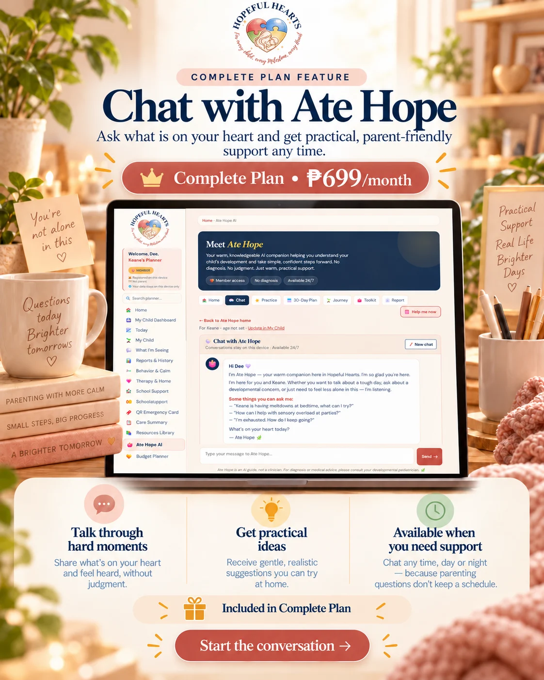 Chat with Ate Hope — Complete Support planner preview